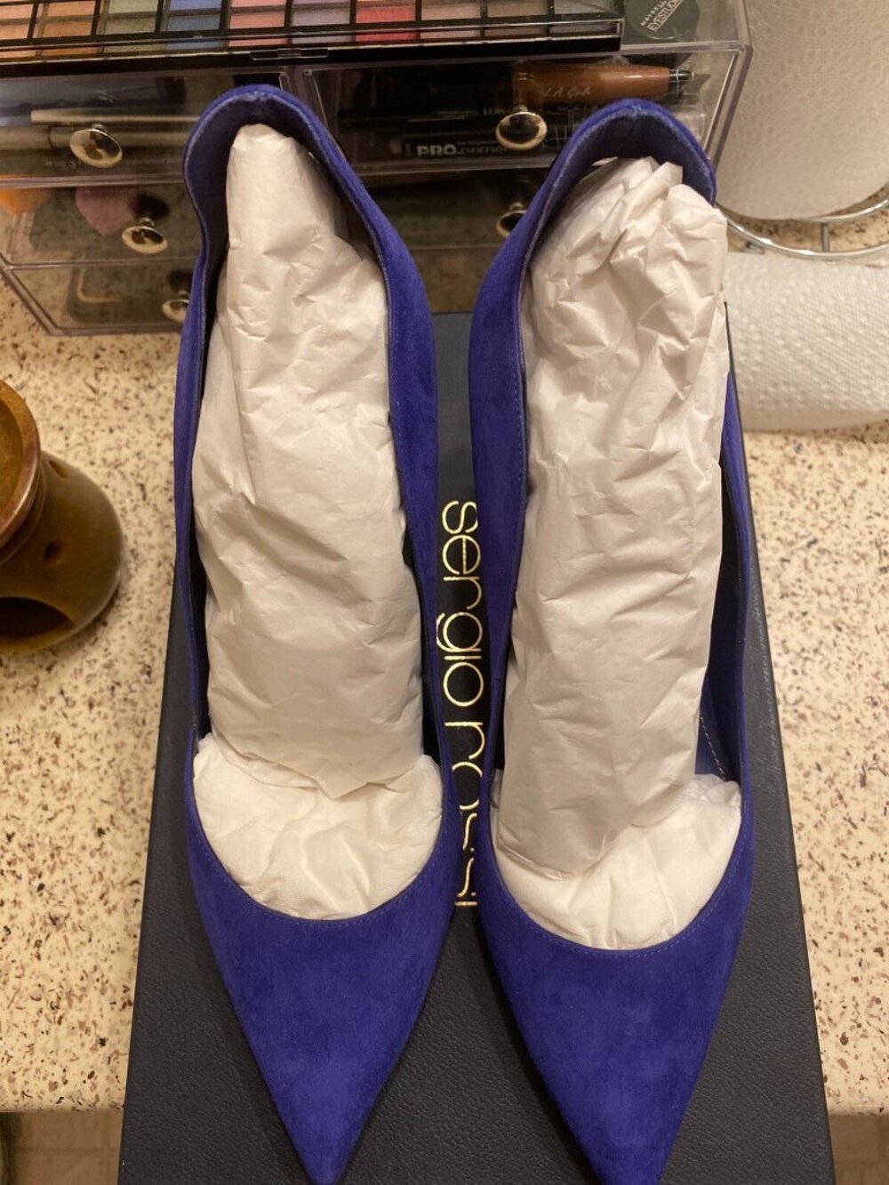 Sergio Rossi Womens Royal Electric Blue Suede Pumps